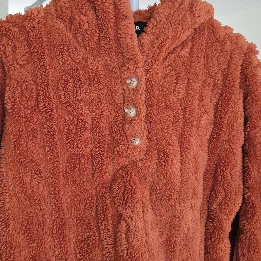 Cider Sherpa Pullover Hoodie Size Medium Cropped - Picture 4 of 11